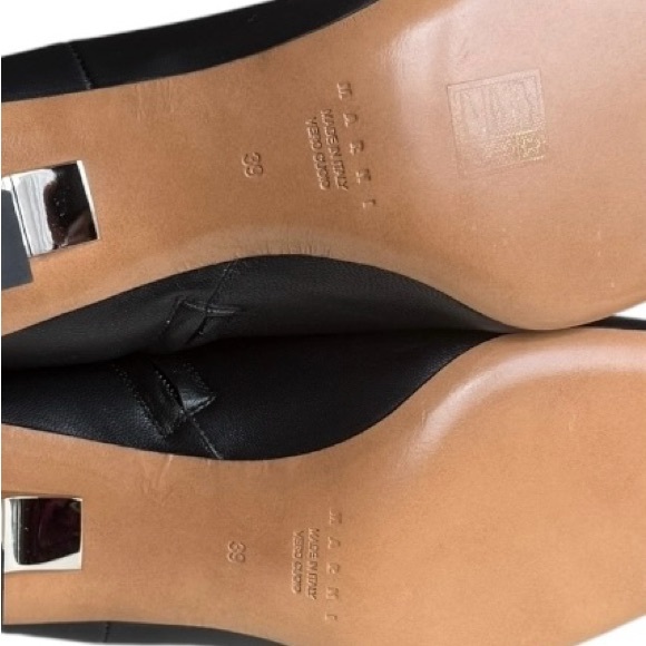 **SOLD** Marni Black Leather Square-Toe Ankle Boots with Kitten Heel Size 39 - Picture 7 of 10